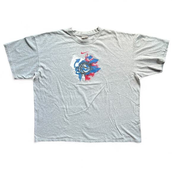 Vintage Y2k Nike Air Graffiti Basketball Swoosh T Shirt Gray Blue Red XXL Grunge - Picture 1 of 12